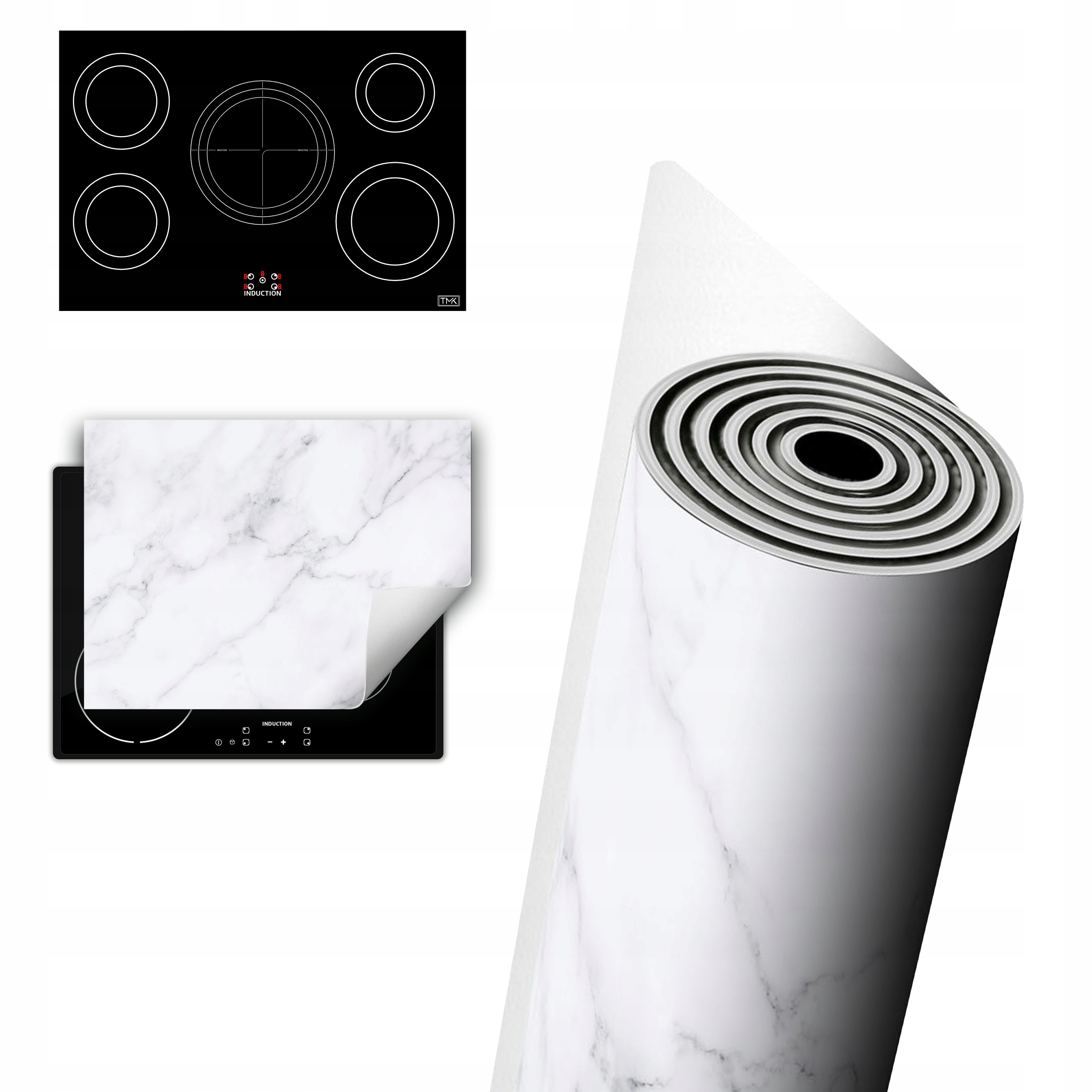 Vinylová Ochrana Na Indukci Desky 80x52 bílý mramor