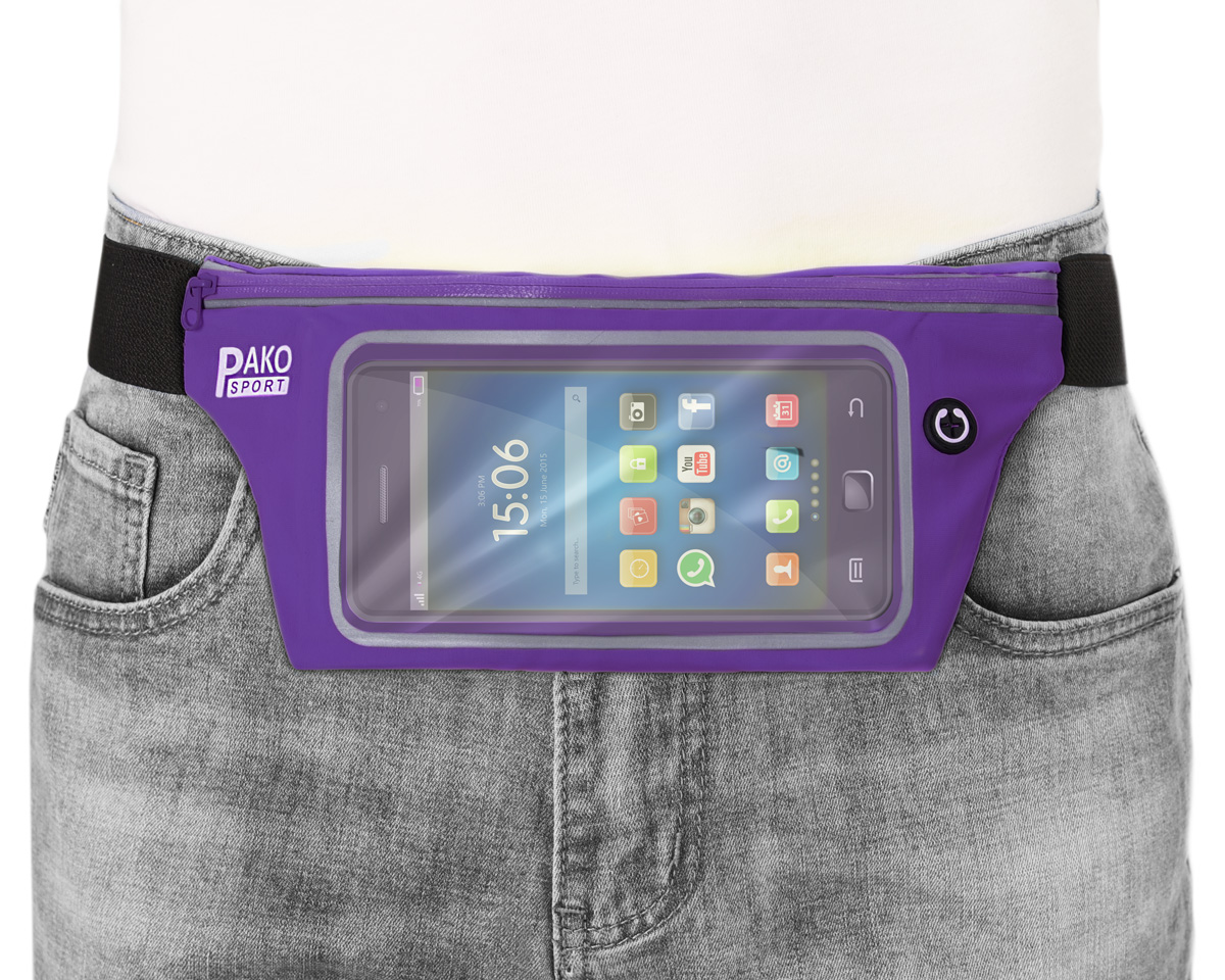 Sportowa SASZETKA nerka na telefon do biegania FIOLETOWA M.22 Pako Jeans