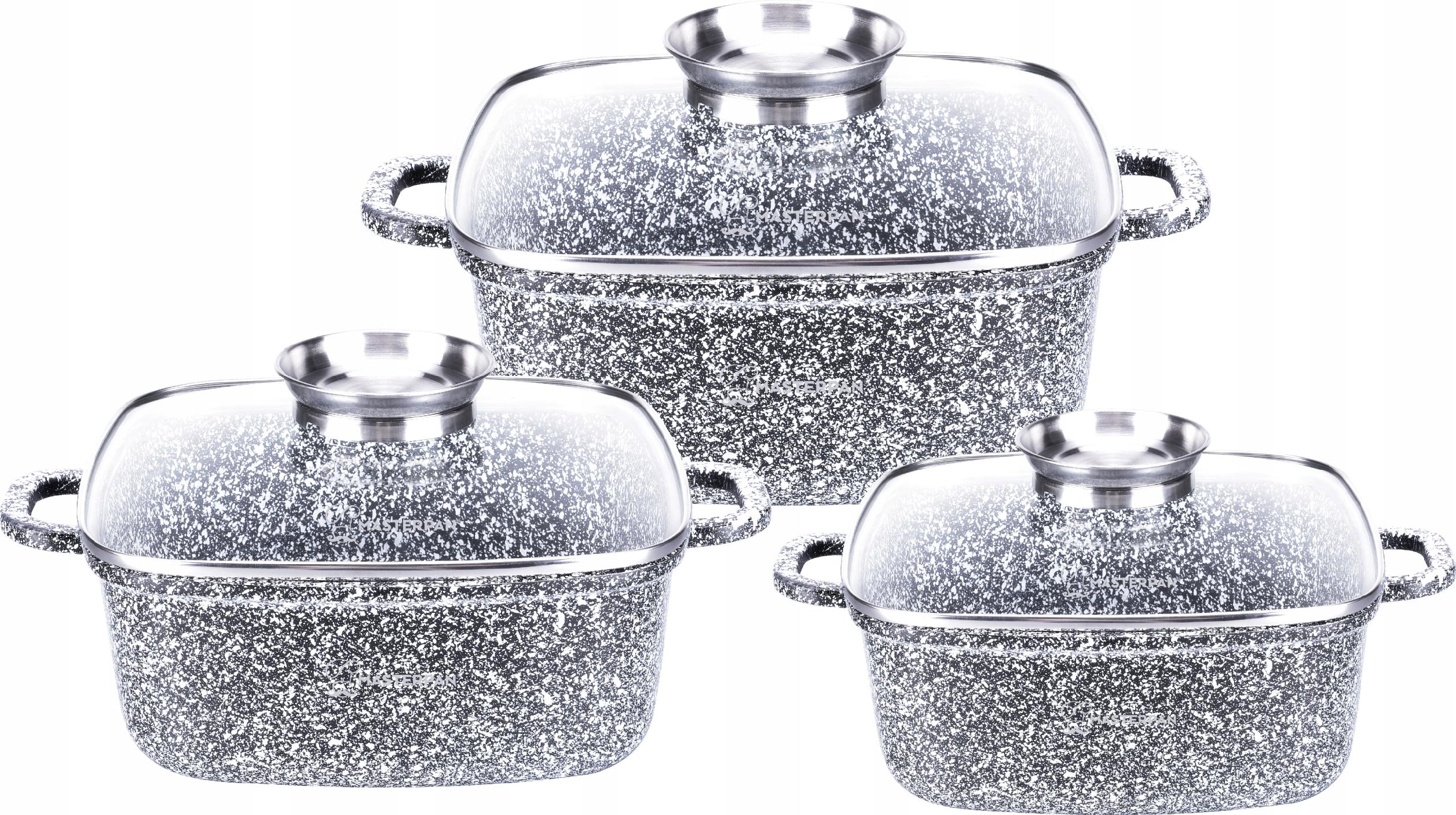 Súprava Hrncov 6 ks . Mramor hrnce 20 24 28 cm Masterpan MP-2151