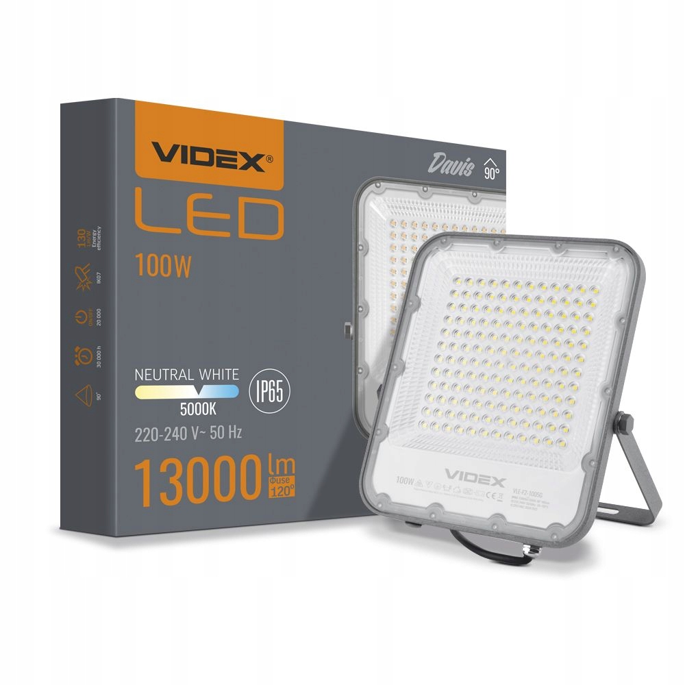 Halogenový Led reflektor šedý Lampa 100W 13000lm 5000K IP65 Videx neutrální