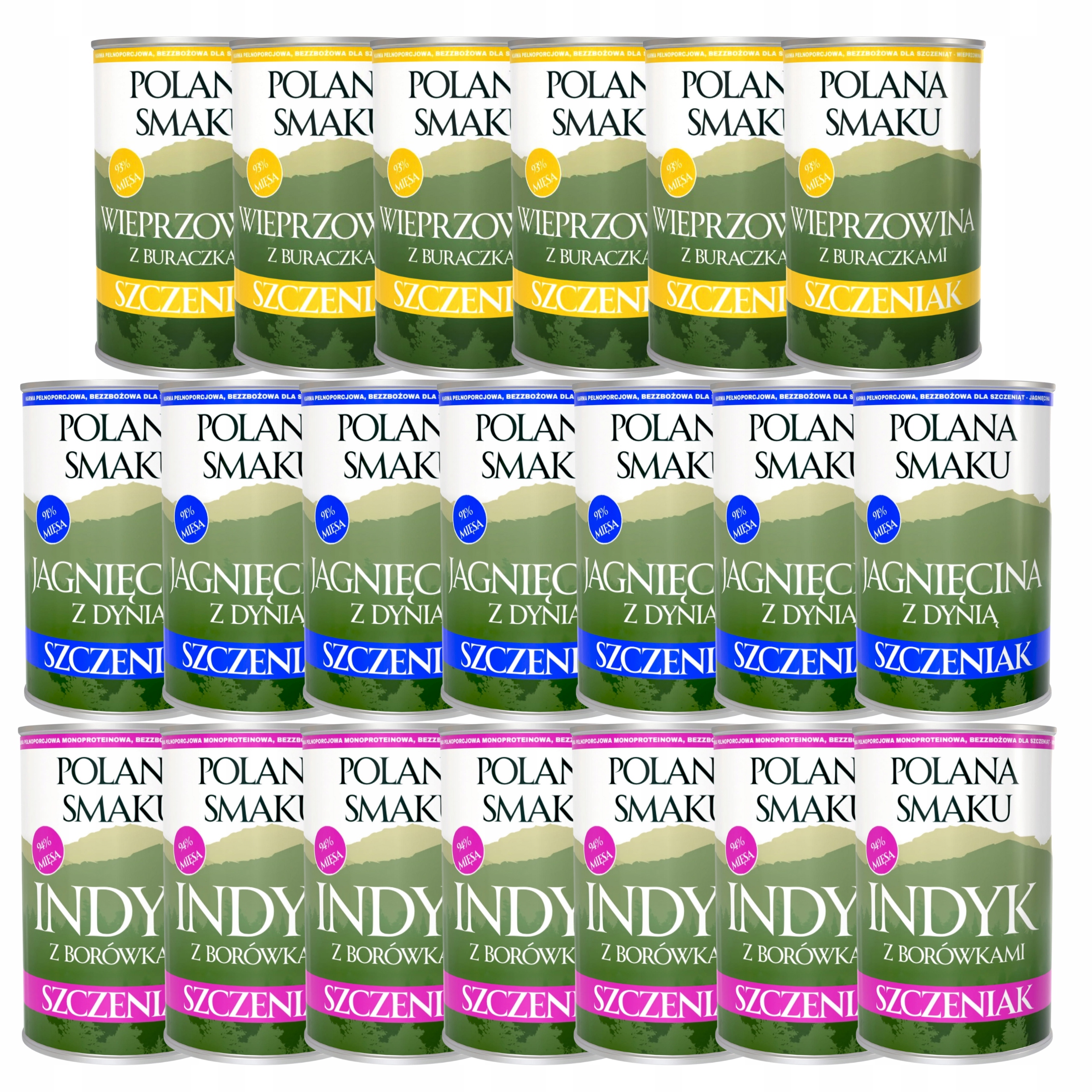 Levně Polana Smaku Junior krmivo pro štěňata mix chutí 20 x 400 g Monoproteinové