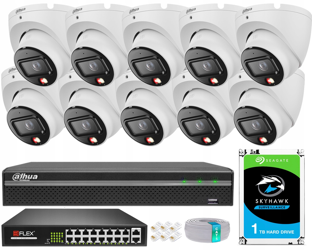 Sada na monitorovanie Dahua 10 kamier 6MPx 3K+ Deň/Noc Full Color Detekcia