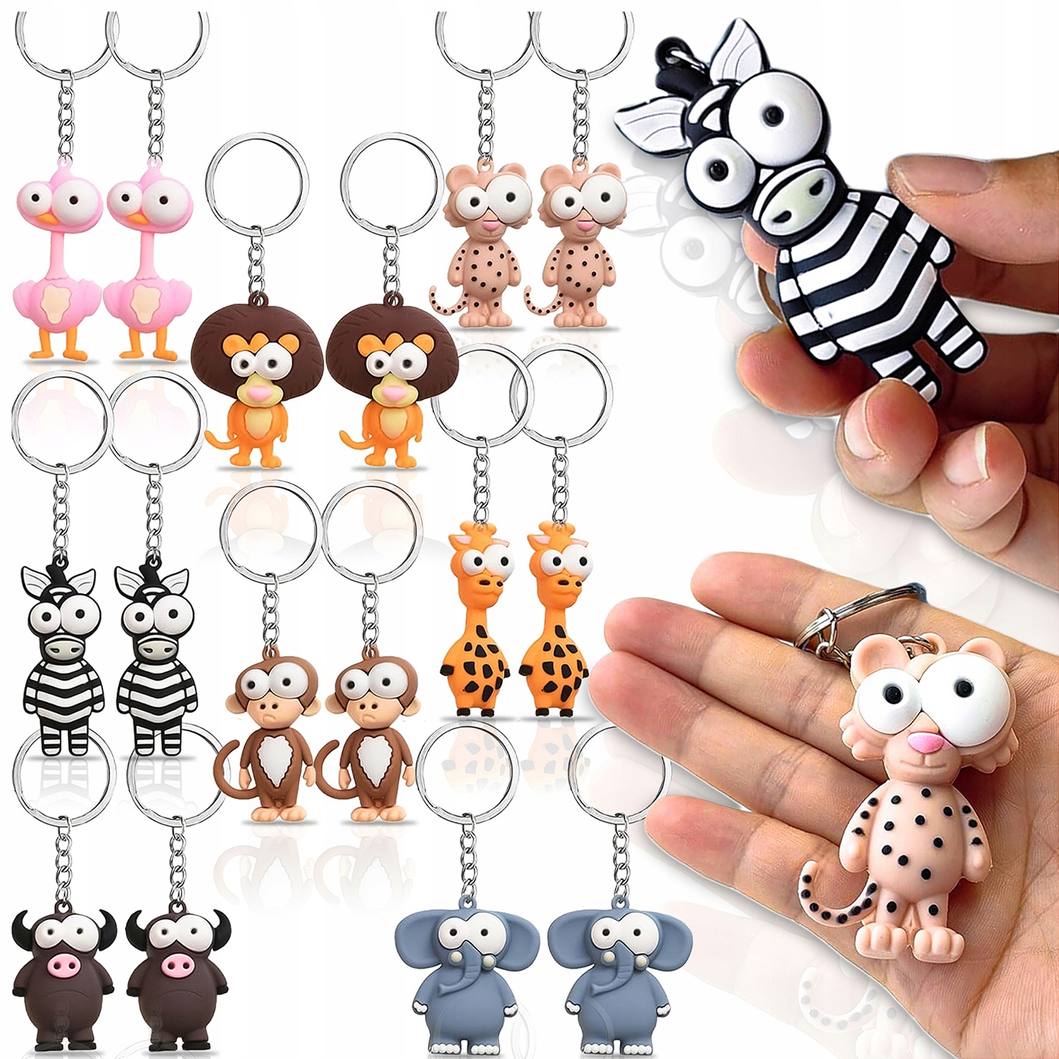 Brelok, breloczek do kluczy gumowy Zwierzęta 16szt