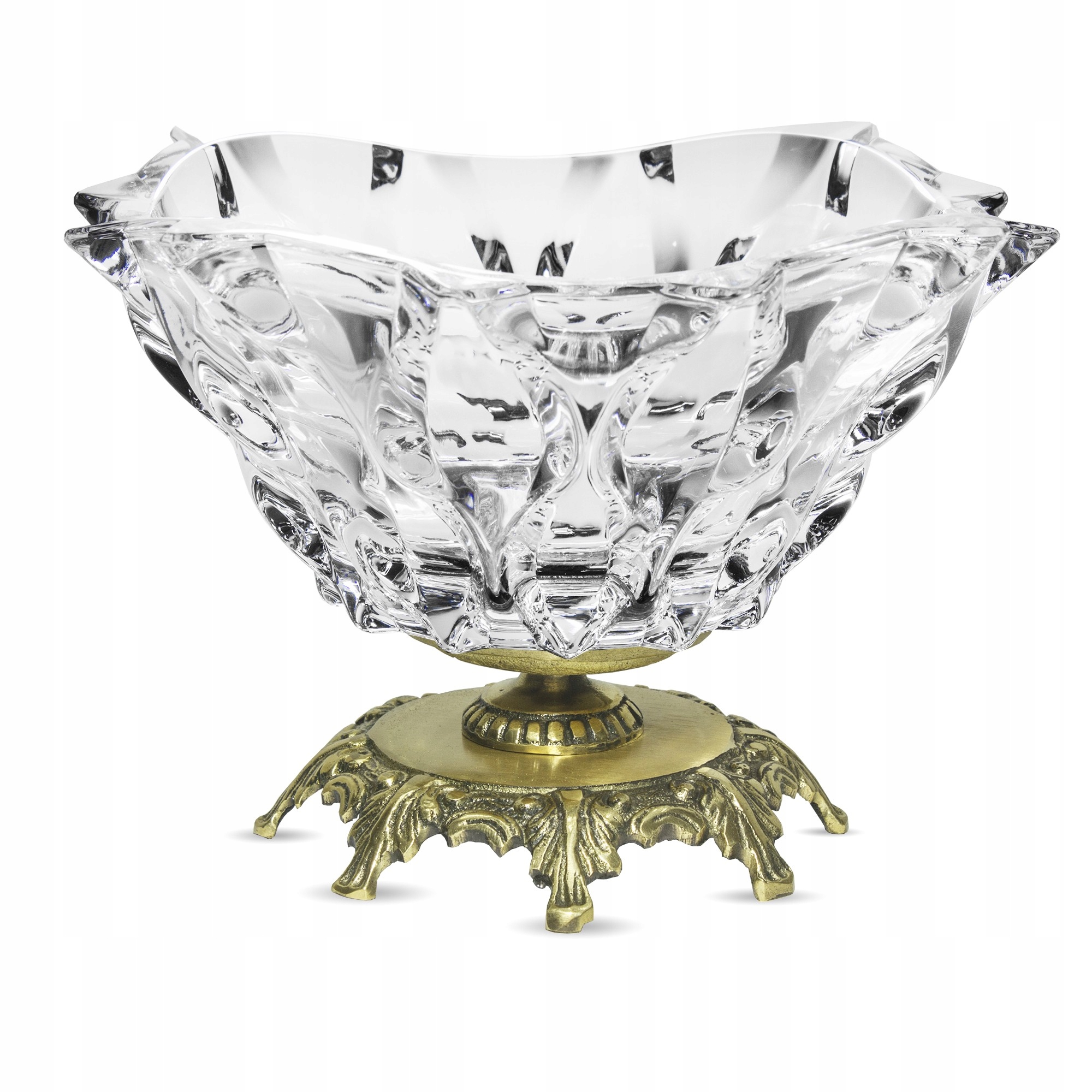 Dekorativní výrobek Sklo mosazná mísa Podnos Bohemia Křišťál