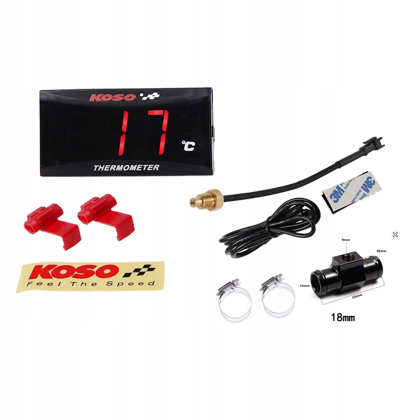 Termometr Koso temperatury cieczy motocykl skuter quad Atv adapter 18mm