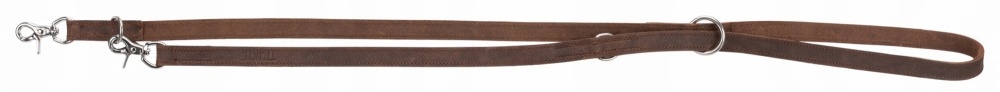 Levně Vodítko nastavitelné Rustic ze silné kůže, L–XL: 2.00 m/25 mm, tmavě hnědé