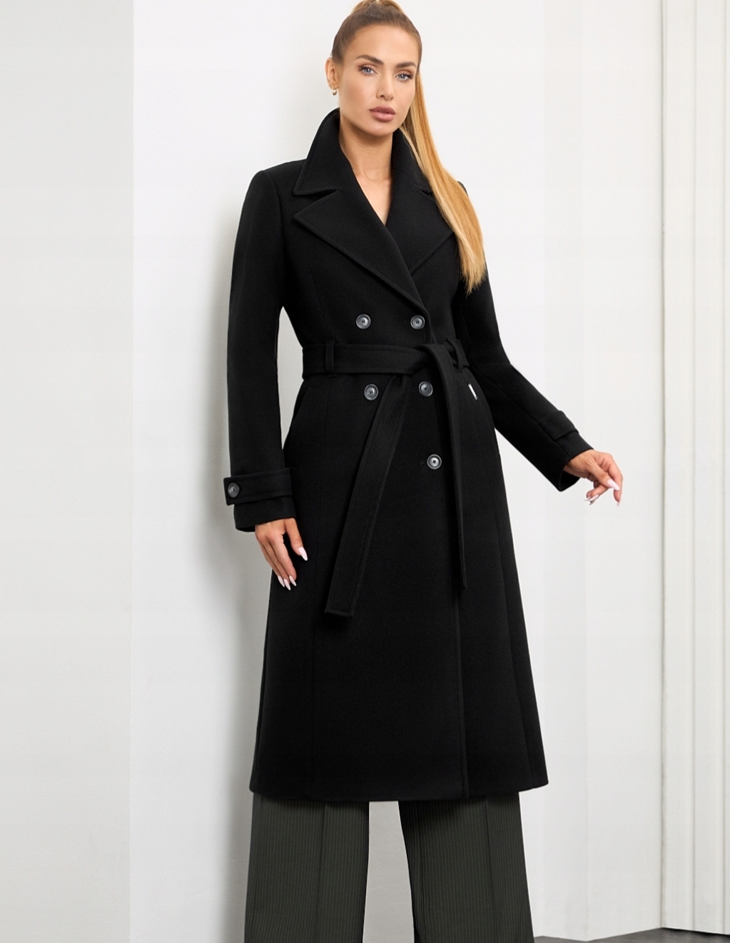 Zartex dámský kabát klasický dvouřadý London černý AW25 vel. 40