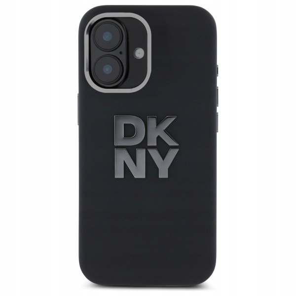 Pouzdro pro iPhone 16 Dkny Liquid Silicone Metal Logo černé