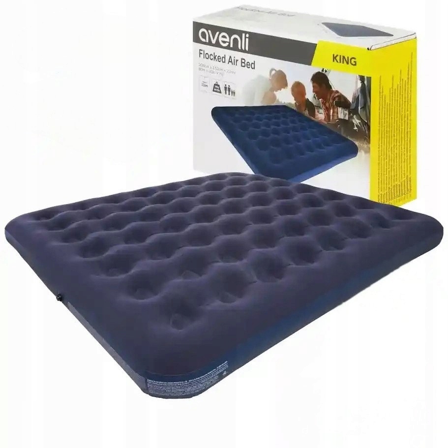 Materac Turystyczny Dmuchany Przenośny Wytrzymały Dwuosobowy 203 × 152 CM