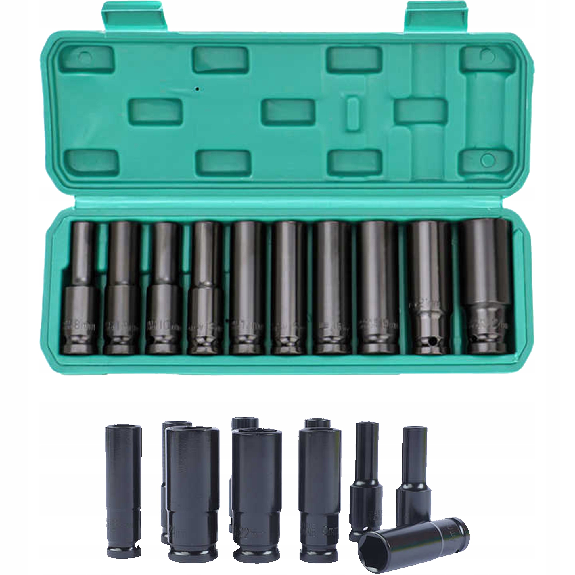 Zestaw Nasadki Klucze Udarowe 1/2" 8 24 MM 10 Szt Walizka