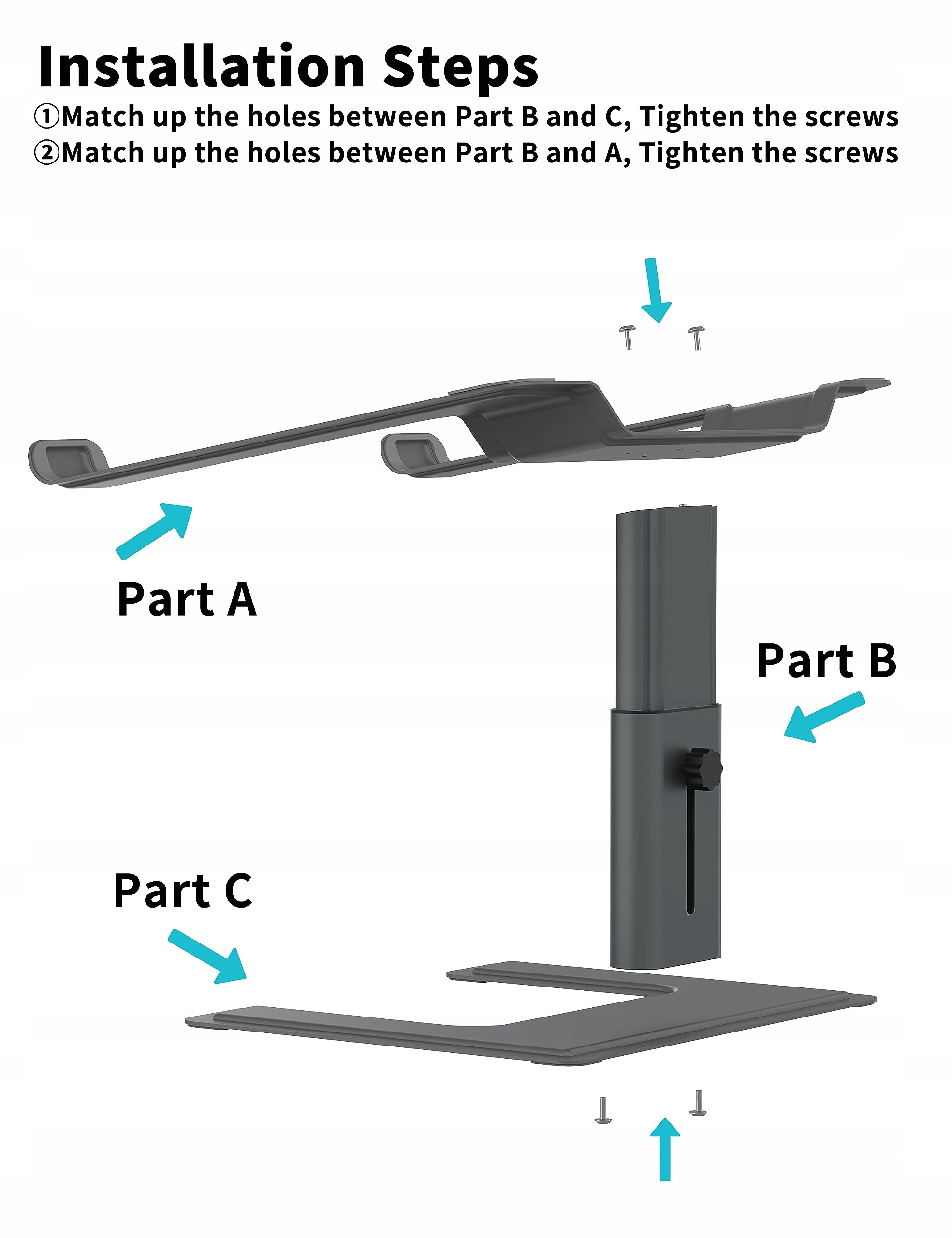 ALASHI Ergonomiczny Aluminiowy Stojak Na Laptop Regulowana Wysokość — miniatura 2