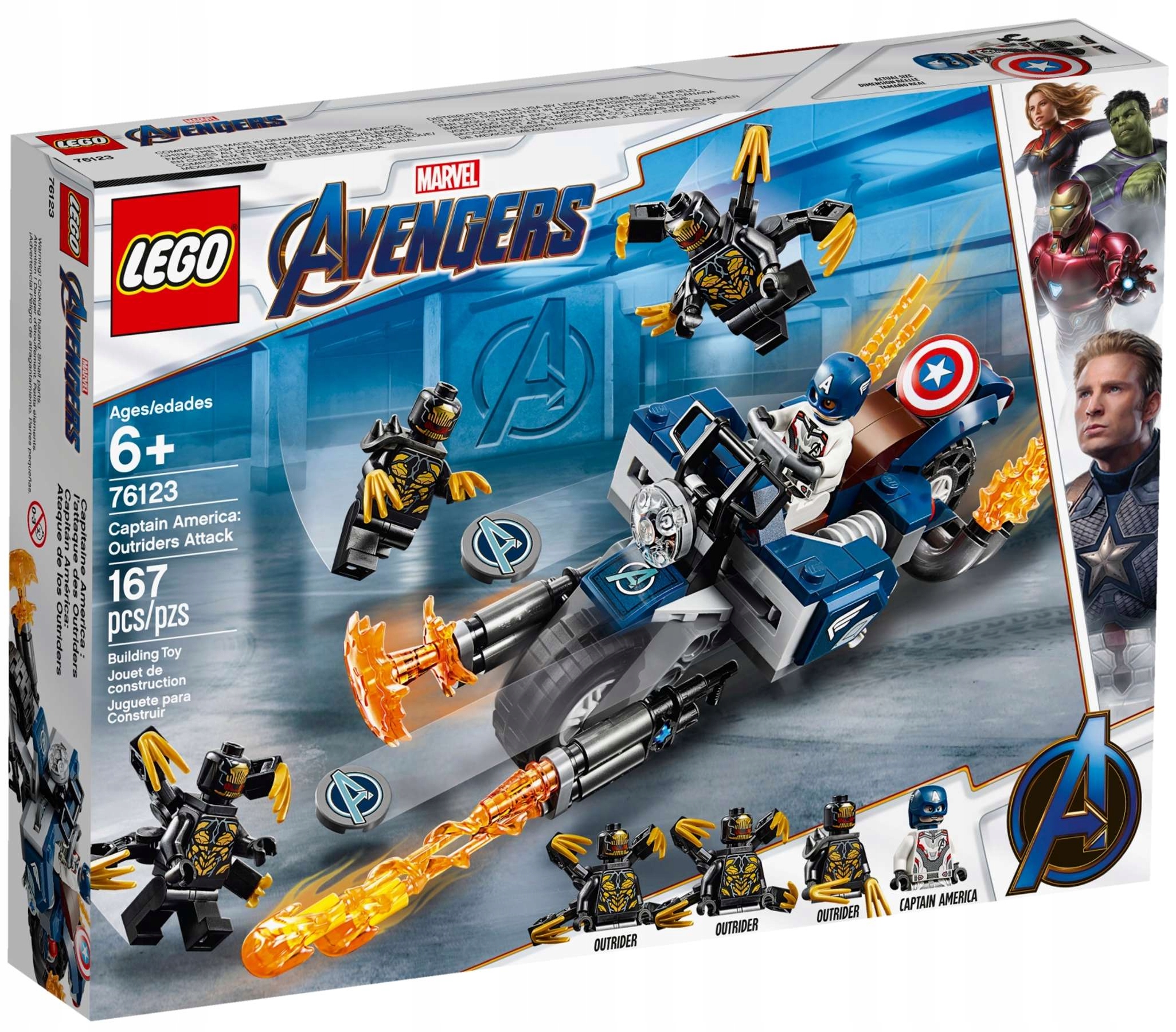 Lego Marvel 76123 Heroes Kapitan Ameryka Atak Outriderów Klocki 6+