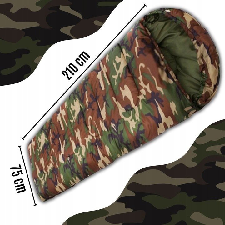 ŚPIWÓR TURYSTYCZNY MUMIA CIEPŁY LEKKI KOŁDRA Z KAPTUREM + POKROWIEC 2W1 Model RC309