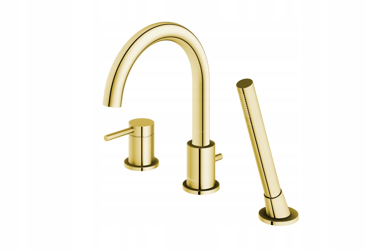 Kohlman Axel Gold 3-otworowa bateria wannowa z obrotową wylewką QB241AGD