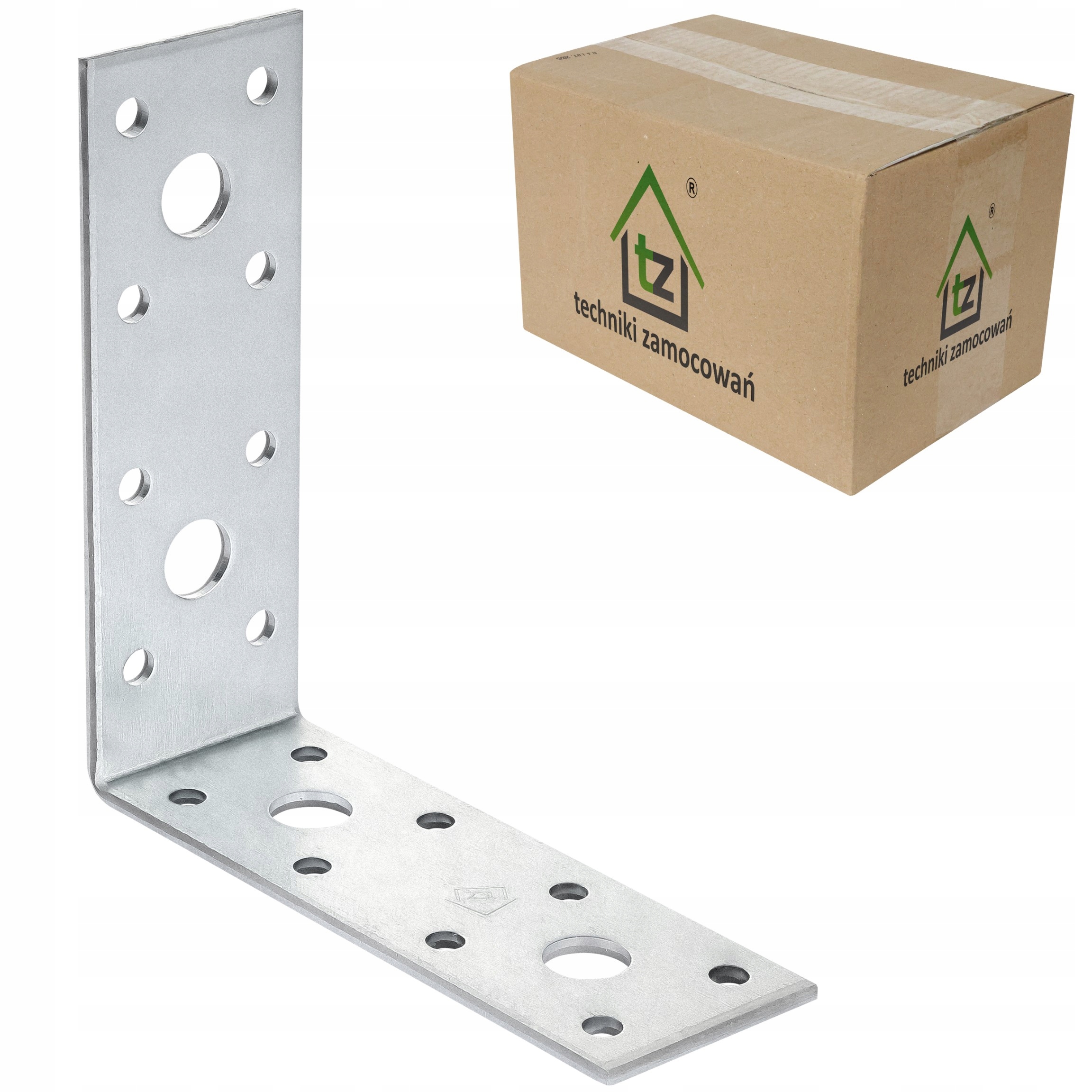 Děrované ocelové úhelníky 100x100x35 x 2,5 mm 50 ks spojovacích prvků KŁ7