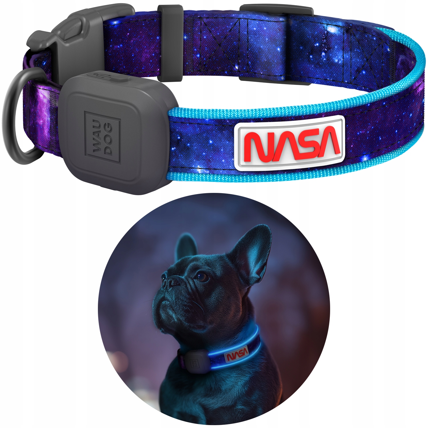 Levně Obojek pro psa s podsvícením NASA21, nastavitelný, typ C, velikost S-m, 31-45 cm