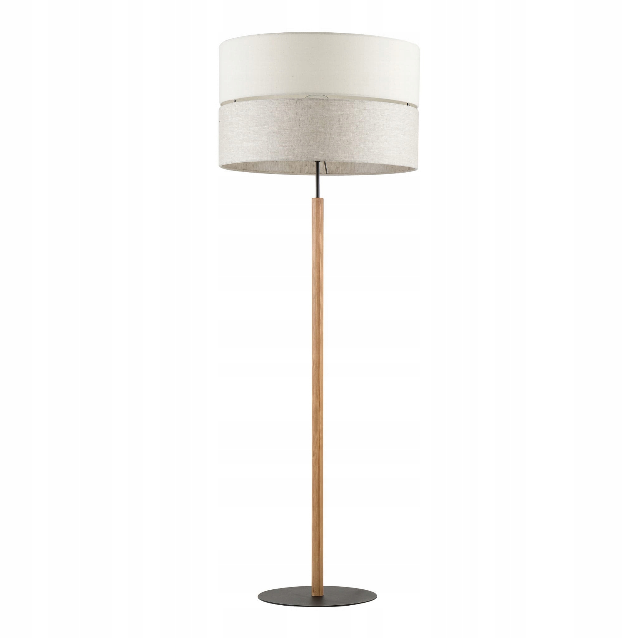 Lampa podłogowa drewniana z abażurem szaro-beżowa Eco na E27 Tk Lighting