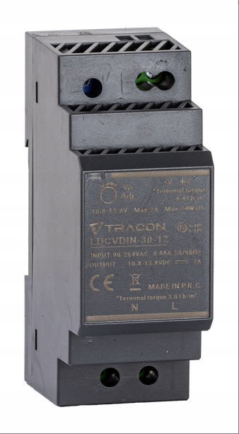 Zasilacz na szynę Th z regulowanym wyjściem DC12V 2A/24W