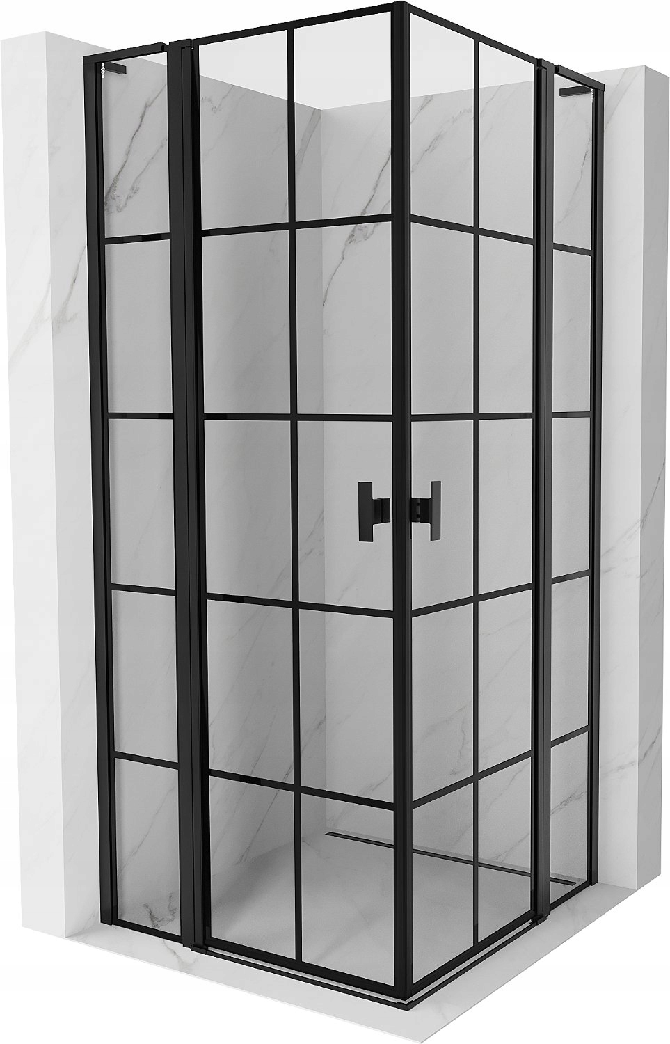 Mexen Mist L Duo Kabina Prysznicowa 115X115 CM Czarna Kratka Czarna