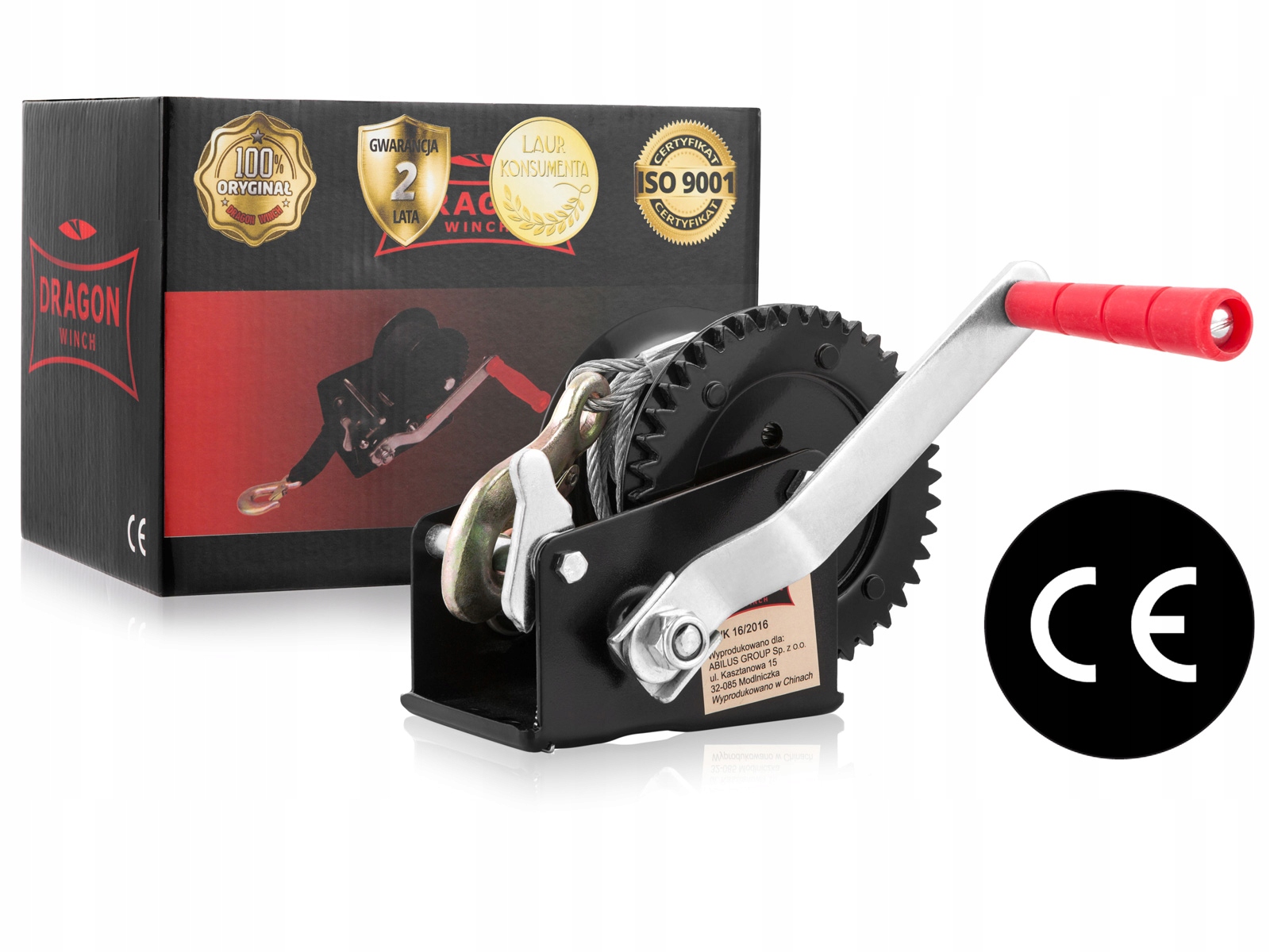 WYCIĄGARKA RĘCZNA KORBOWA LINOWA 725kg WCIĄGARKA lebiodka przenośna DRAGON Marka Dragon Winch