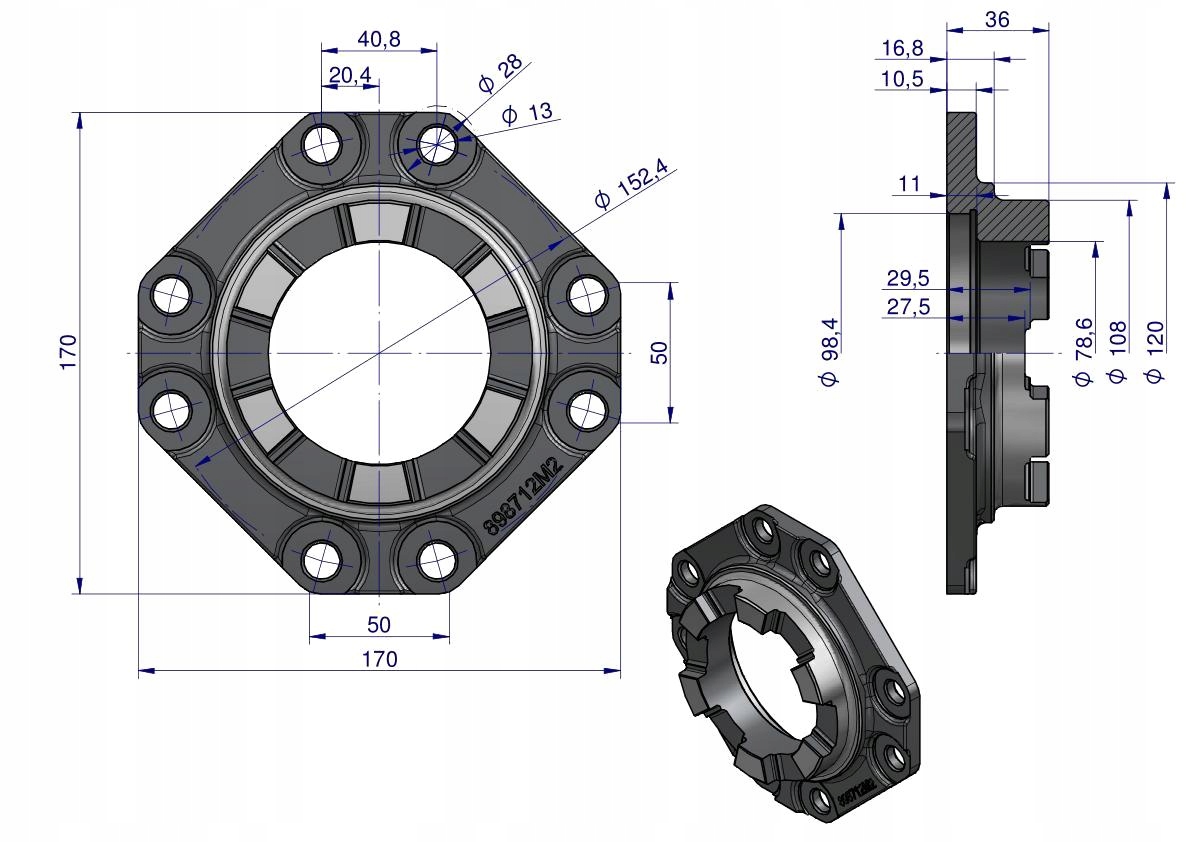 Pokrywa mechanizmu różnicowego przekładni głównej MF3 ORYGINAŁ URSUS Numer katalogowy części 898712M2U
