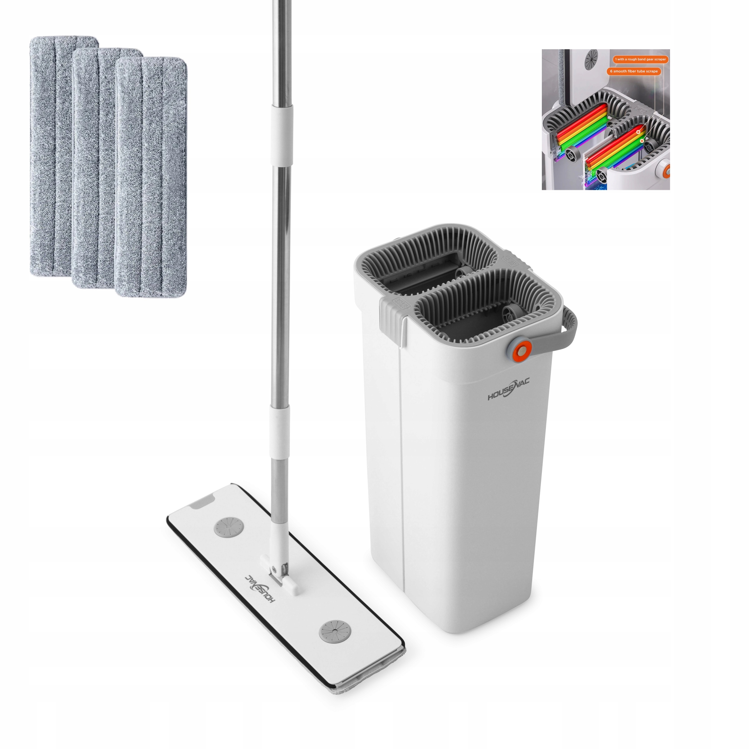 Levně Mop plochý 40cm HouseVac Skuare dvě oddělené komory 3 x vložka z mikrovlákna