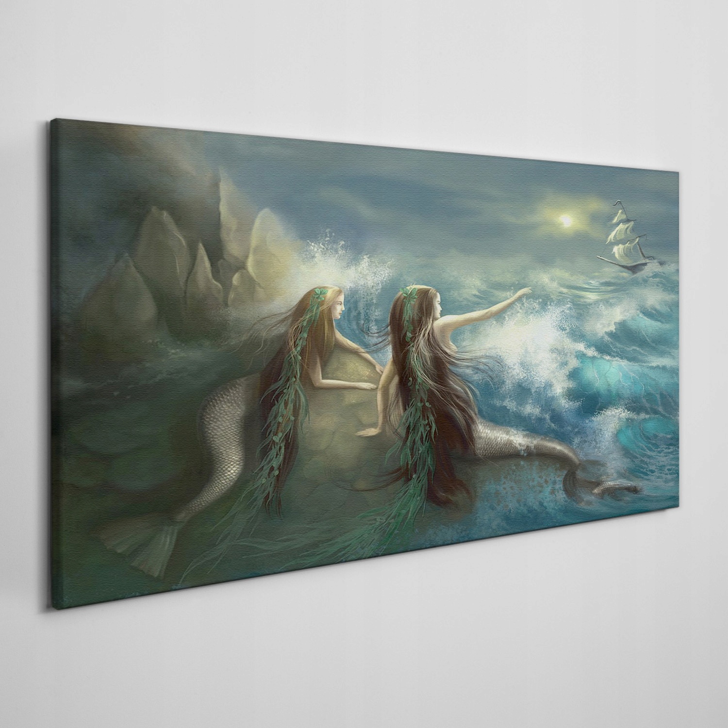 

Obraz na płótnie Syreny ocean statek burza 120x60