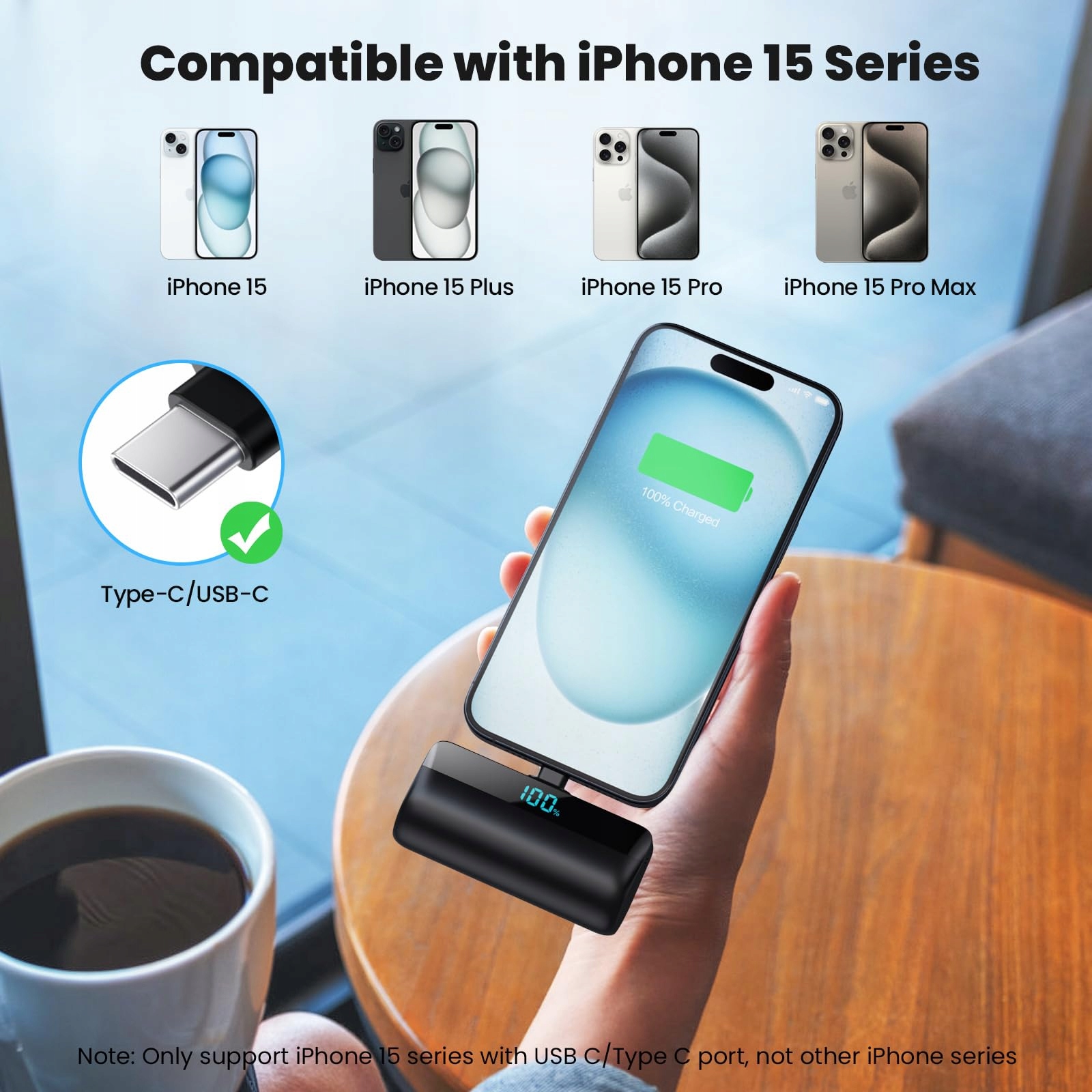 FEOB Mini Power Bank 5200mAh Szybkie Ładowanie USB C LCD iPhone Samsung — miniatura 2