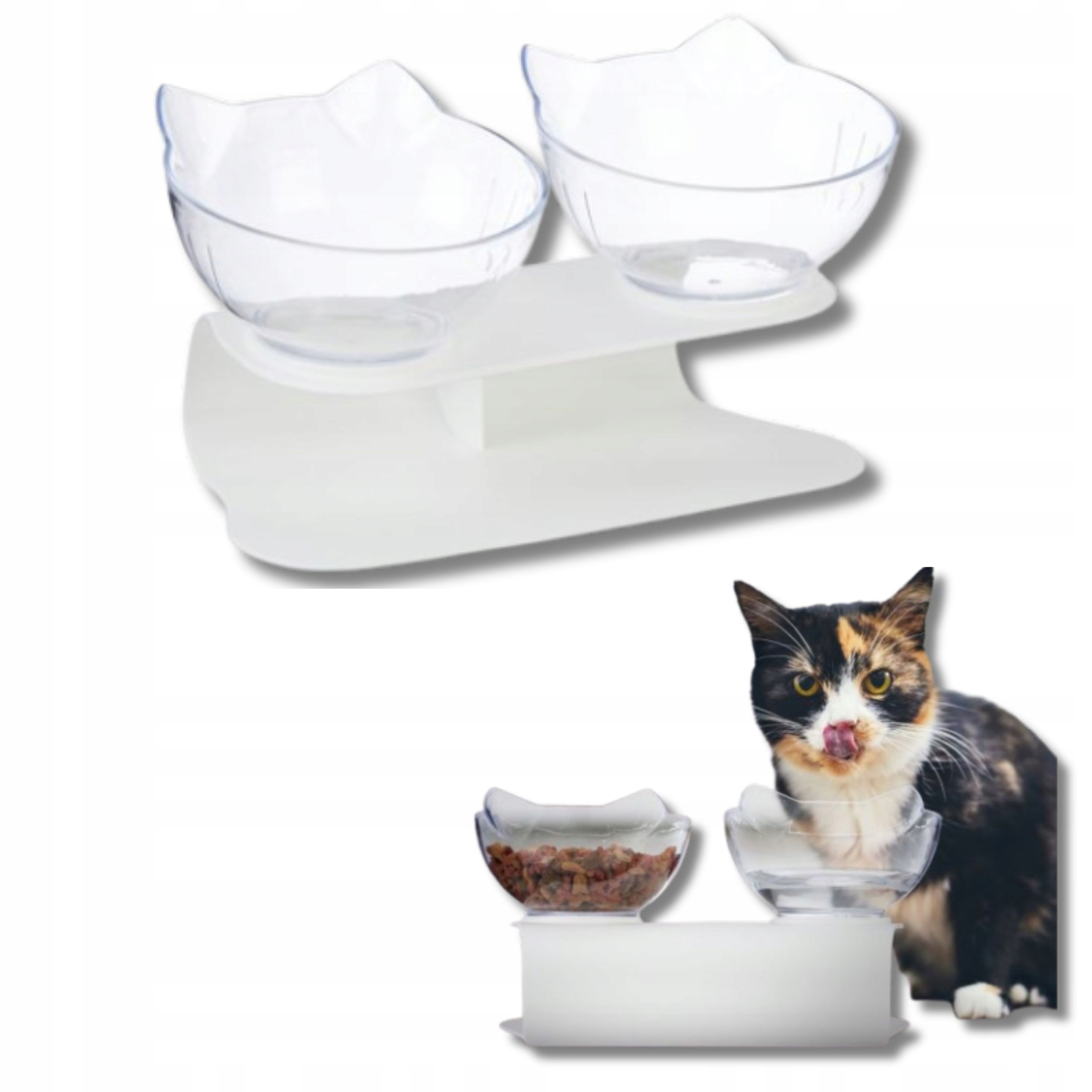 Misky Pro Kočky se stojanem 500 ml 2 Ks Vyvýšené misky se stojanem