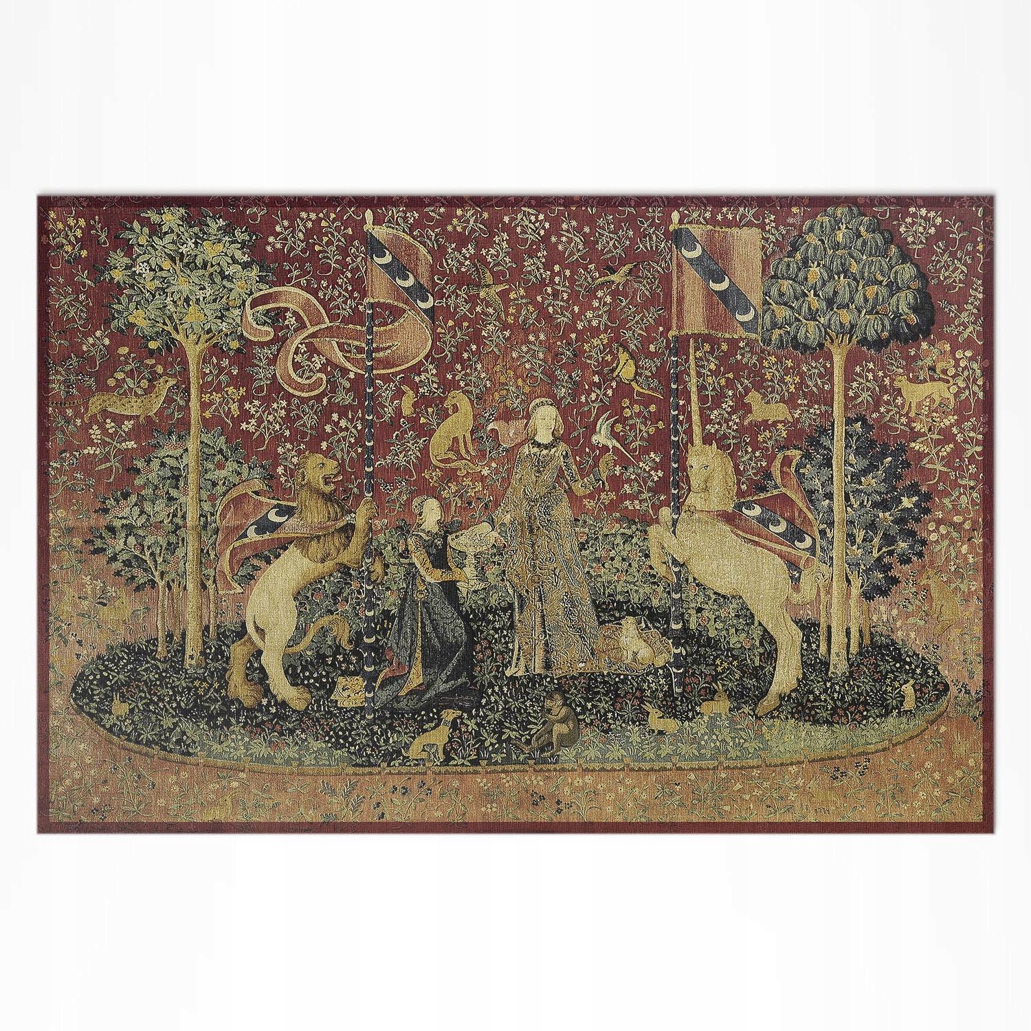 Vinylový koberec na terasu Stredoveká imitácia vintage tkaniny 120 x 180 cm