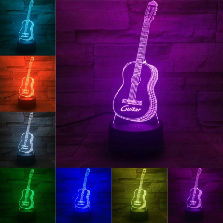 Lampka na biurko Gitara 16 kolorów LED PLEXIDO Zasilanie bateryjne sieciowe