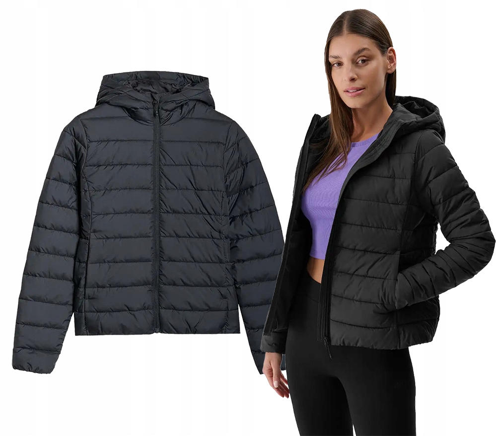 Dámská péřová bunda 4F s kapucí lehká F534 20S černá M