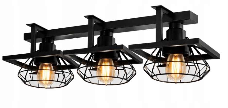 Loftová stropná lampa 3xE27 čierna – moderný dizajn