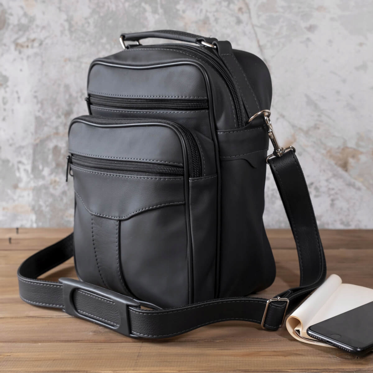 Pánská pracovní taška s rukojetí z přírodní kůže, střední velikost Belveder Nord09