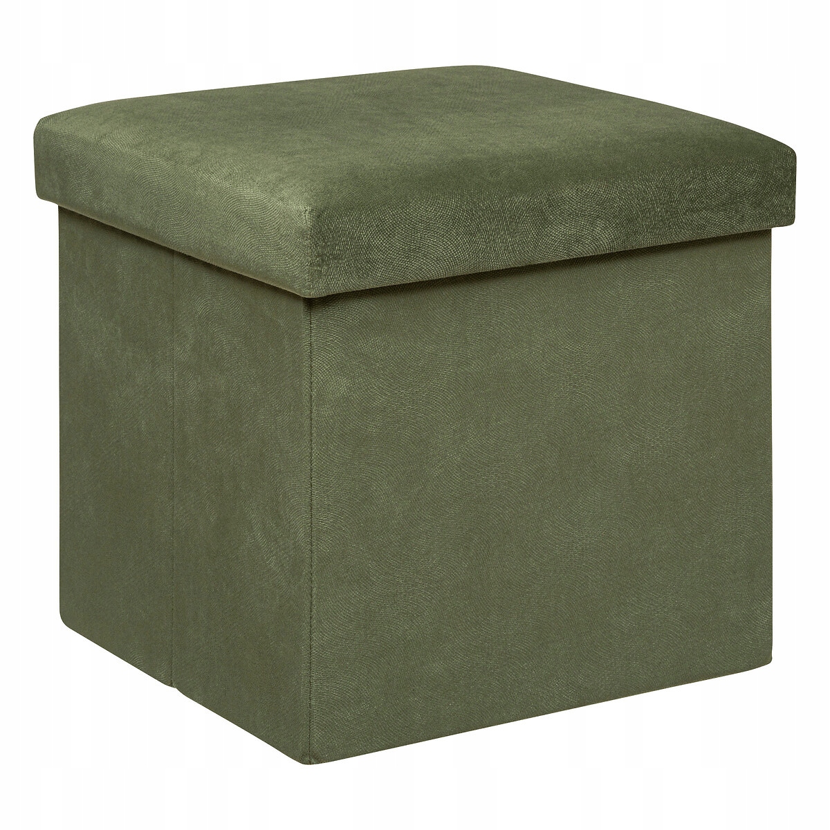 Pufa Kwadratowa Z Schowkiem Z Aksamitu 38 X 38 X 38 CM Khaki