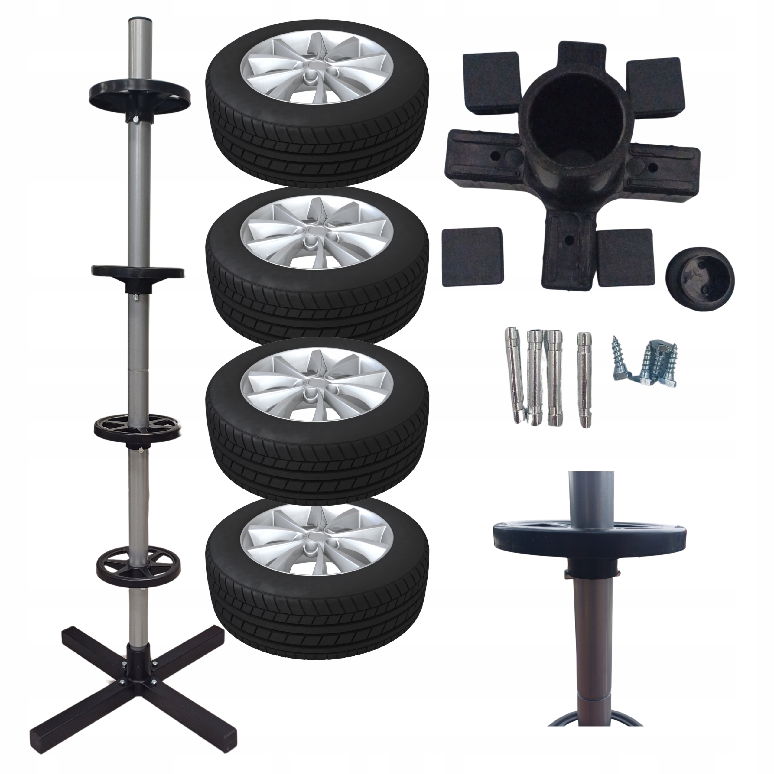 Stojan na ráfky kola hliníkový ocelový pro kola pneumatik garáže kovový, pevný