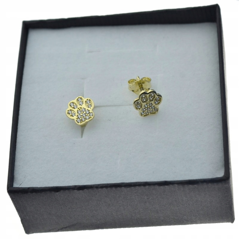 

Złote Kolczyki Psie Łapki Z Cyrkoniami Złoto 333