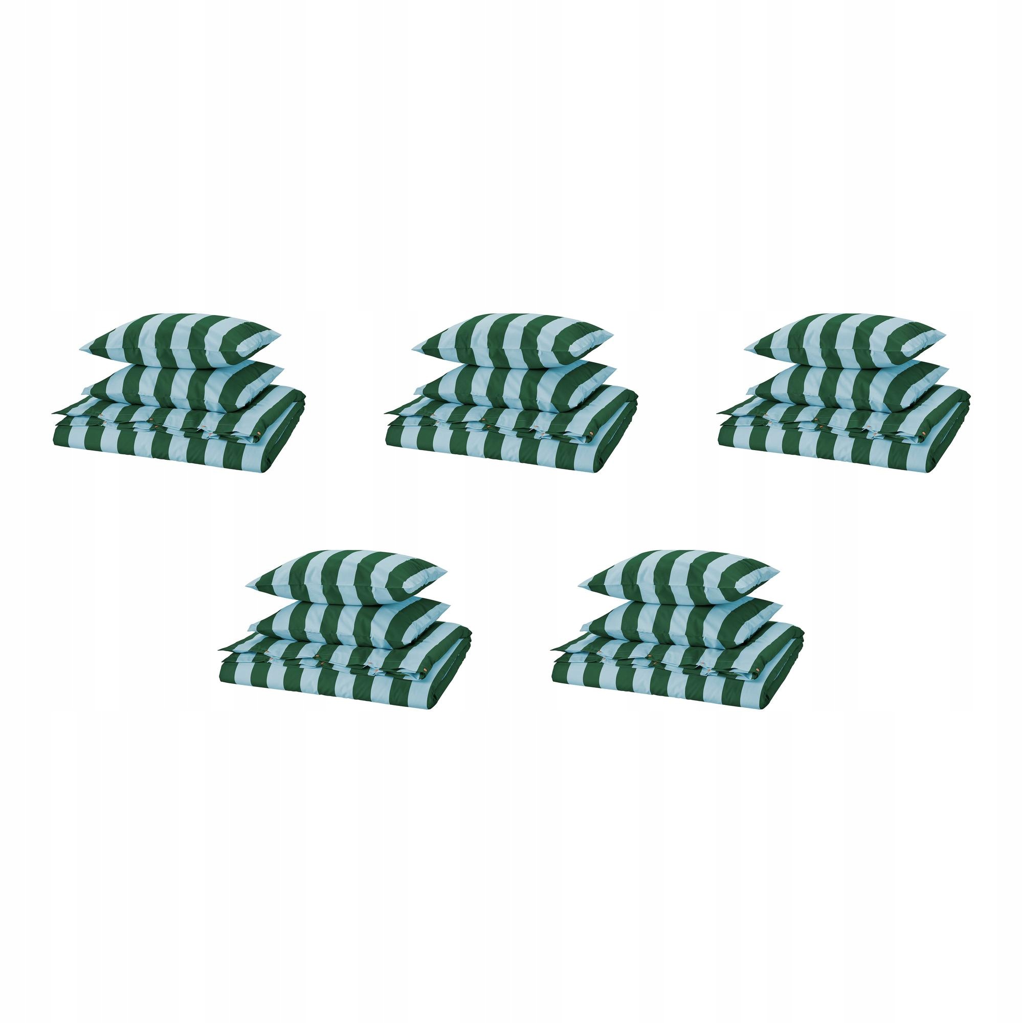 5 szt. Komplet pościeli 200x200 jasnoniebieski ciemnozielony