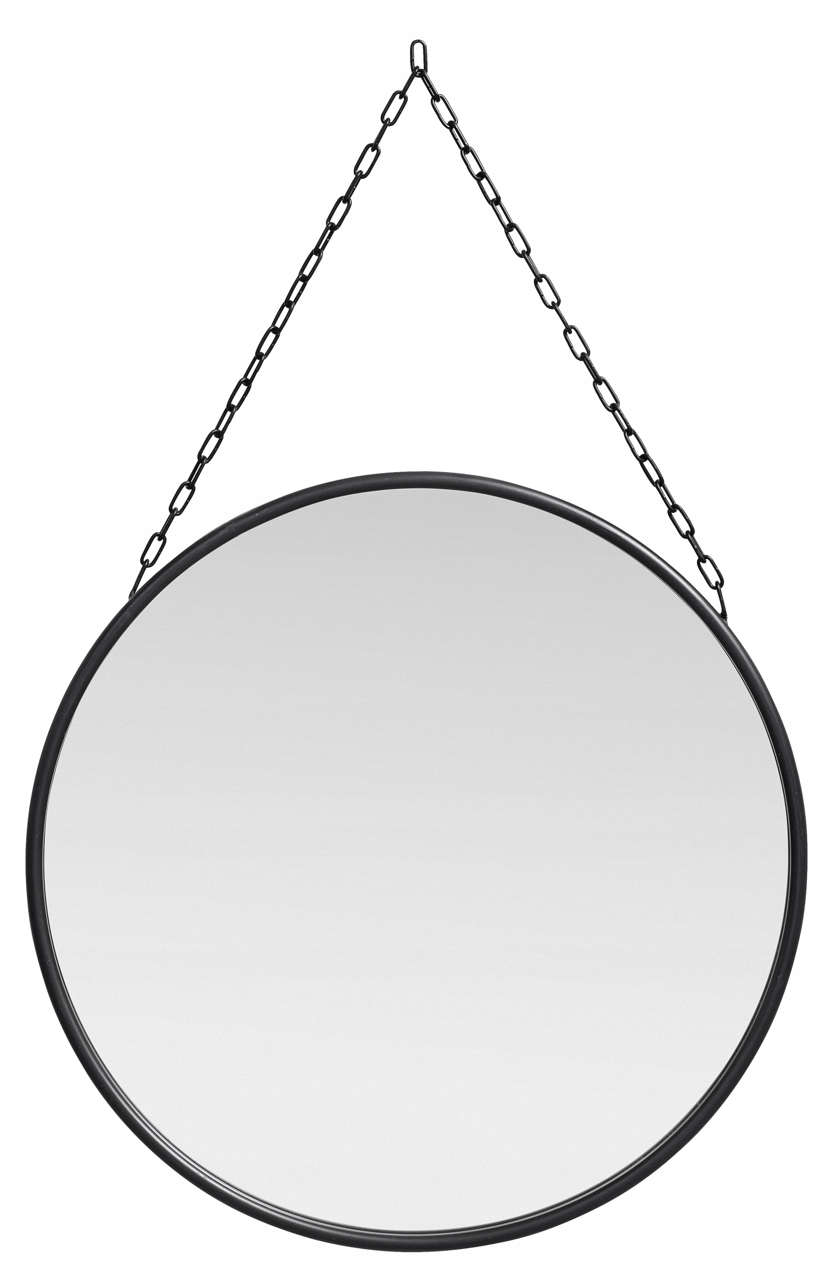 LUSTRO 55cm OKRĄGŁE NA ŁAŃCUCHU CZARNE PASEK 50/60