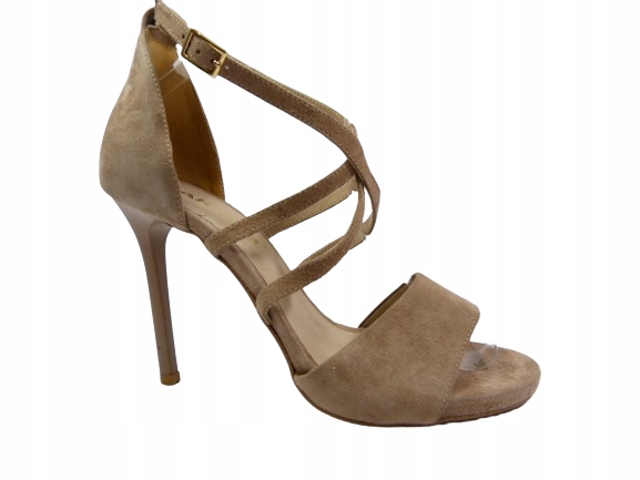 Béžové kožené sandály na podpatku na platformě Karino 37