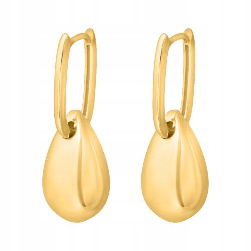 Elegantní zlaté náušnice 585 oválného tvaru s kapkou jako dárek