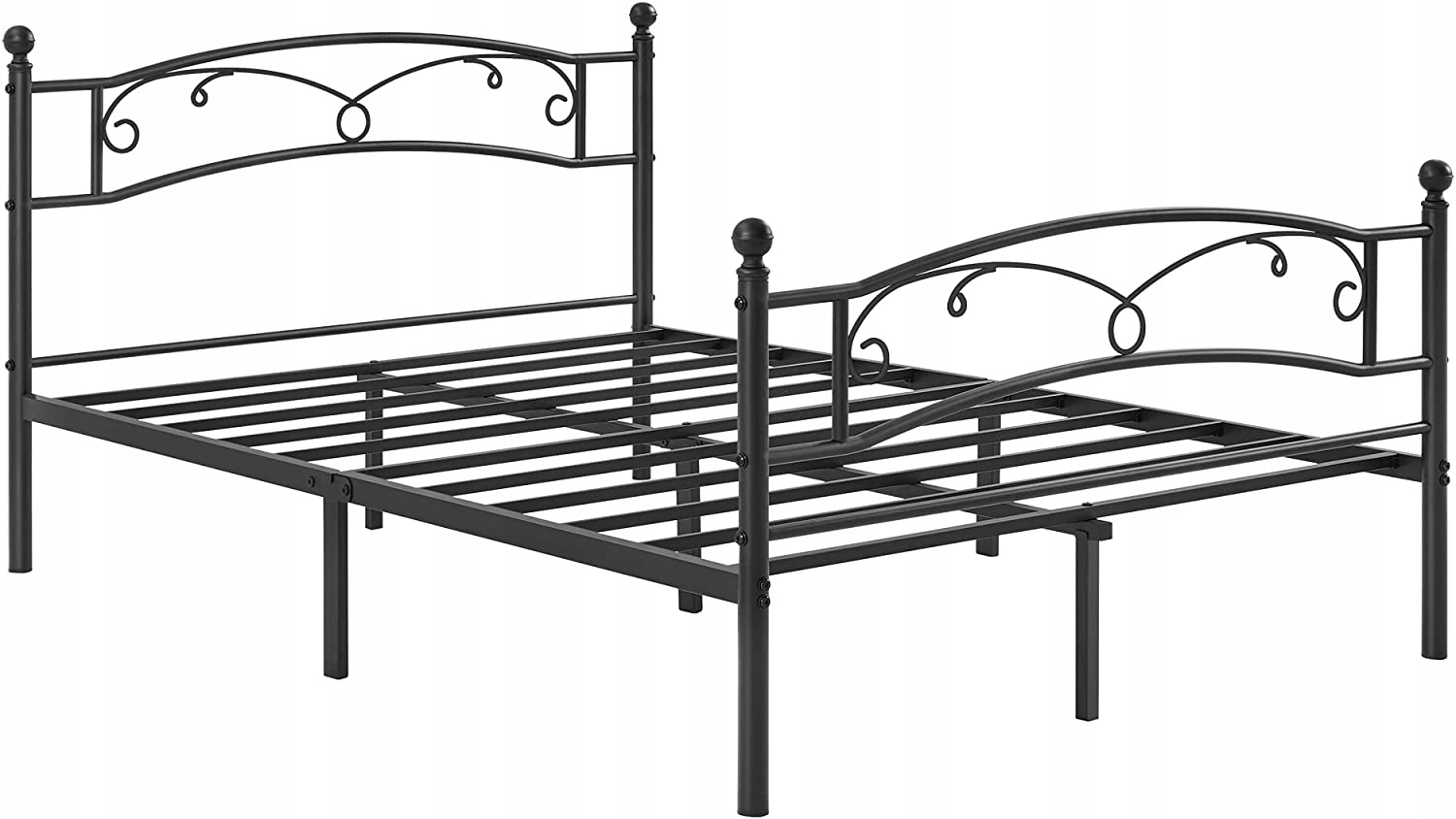 

Łóżko podwójne metalowe czarne stelaż 140x190 cm
