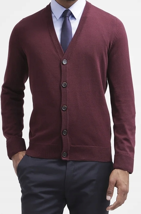 Pánský Svetr Na Zip S Výstřihem Do V, Barva Čokoládová Švestka, Trussardi, Velikost M, Vlna A Kašmír