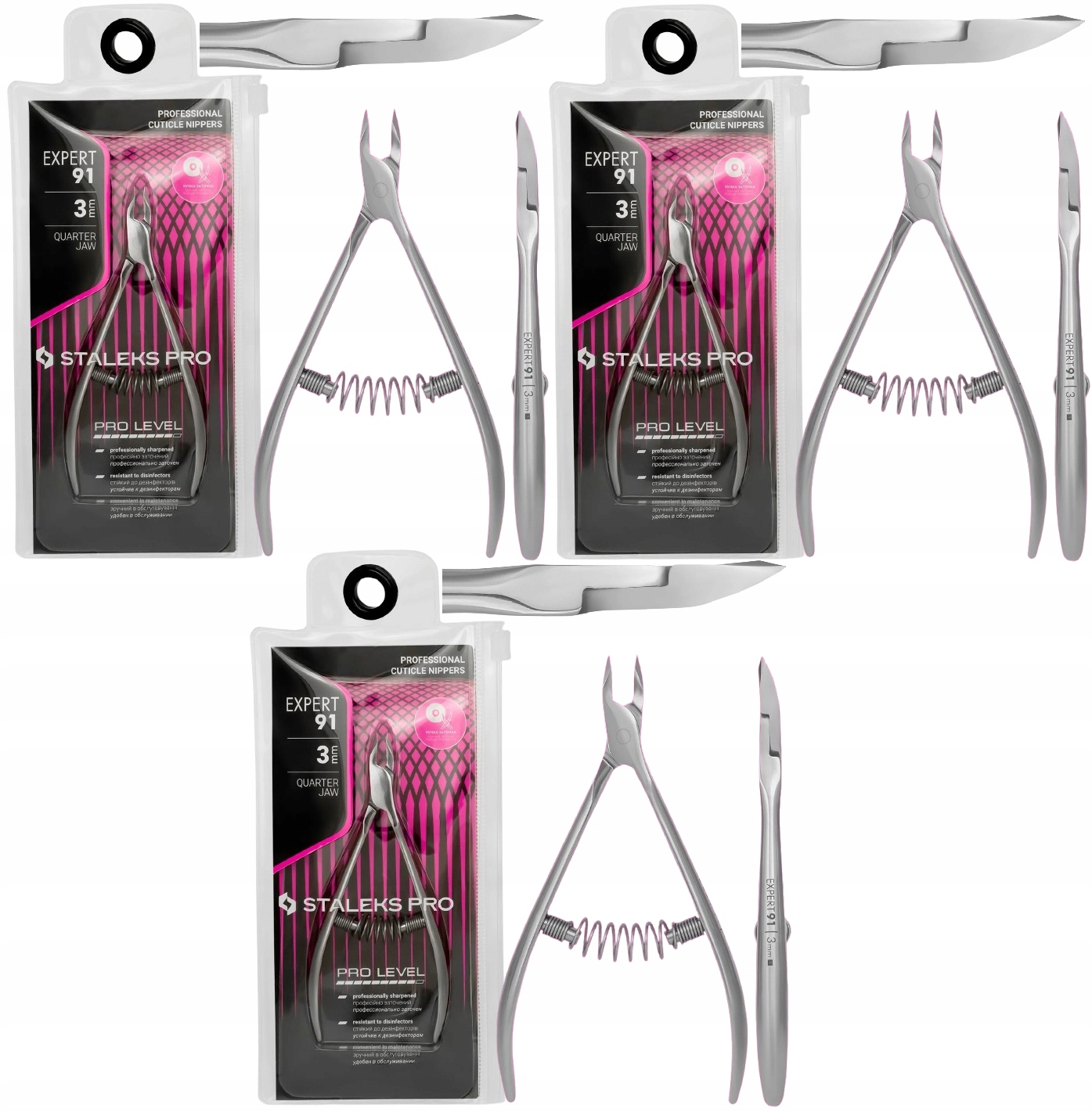 3 x Staleks Profesionální kleště na kůži Expert 91 3 mm Přesnost Ostré