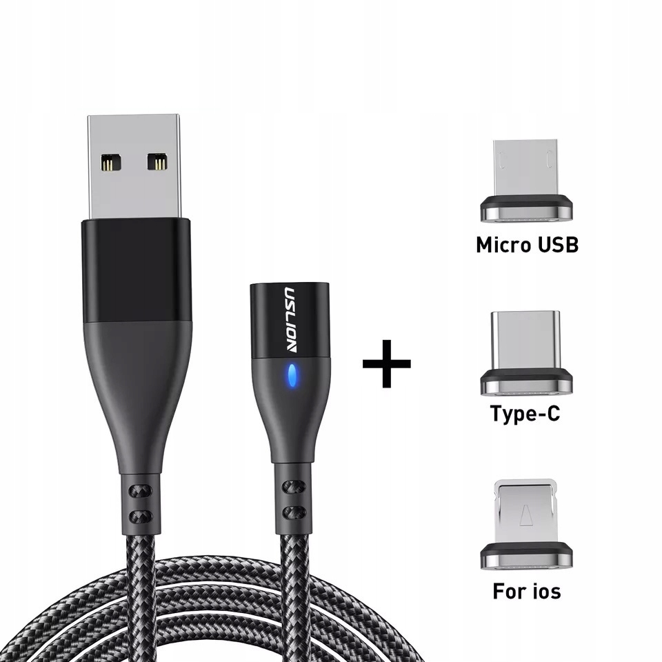 KABEL MAGNETYCZNY 1M SZYBKIE ŁADOWANIE 3A USB C