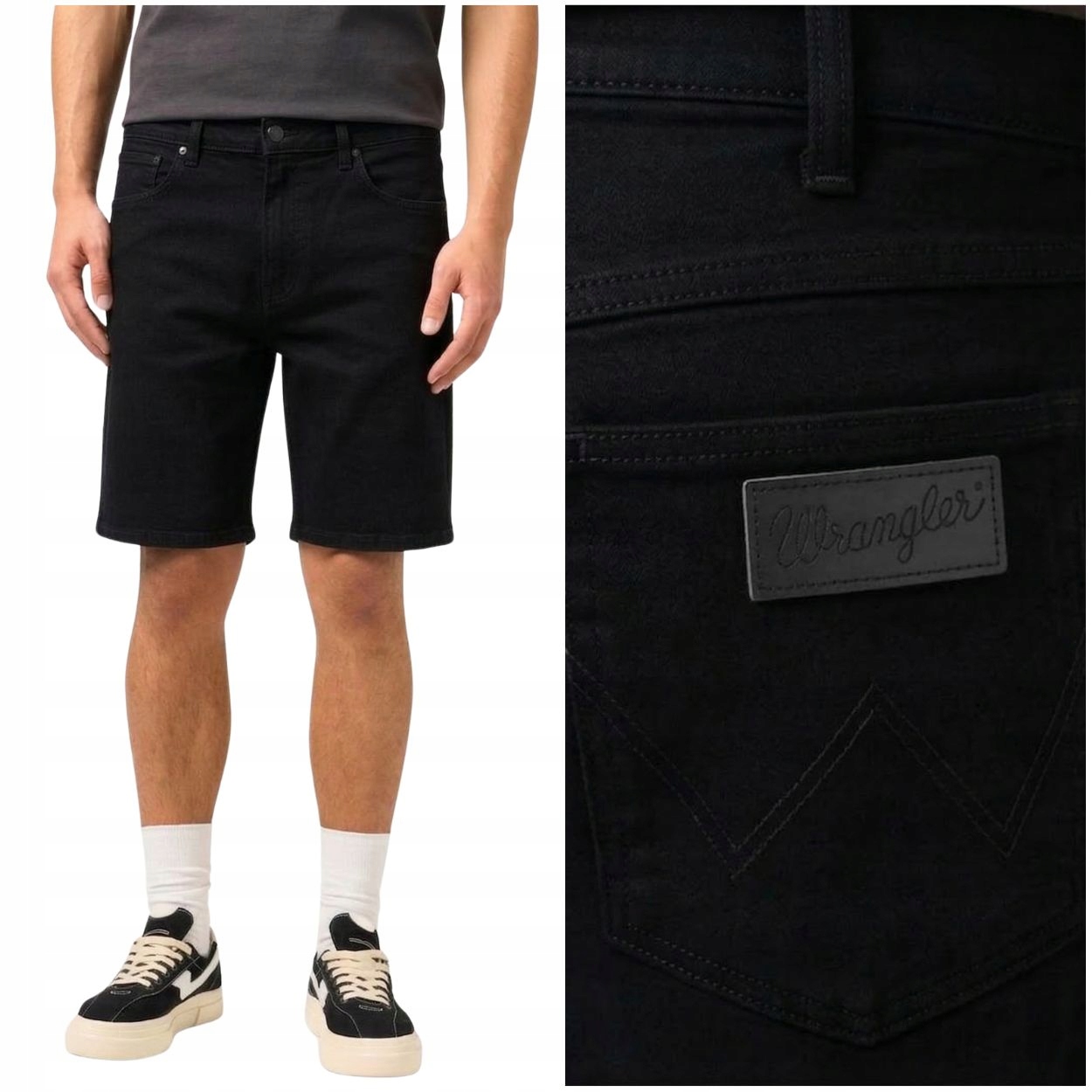 Wrangler Frontier Short volné černé krátké kraťasy džínové šortky W38