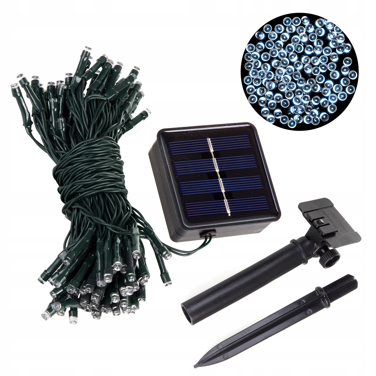 Lampki ozdobne choinkowe solarne 100 LED 12m IP44