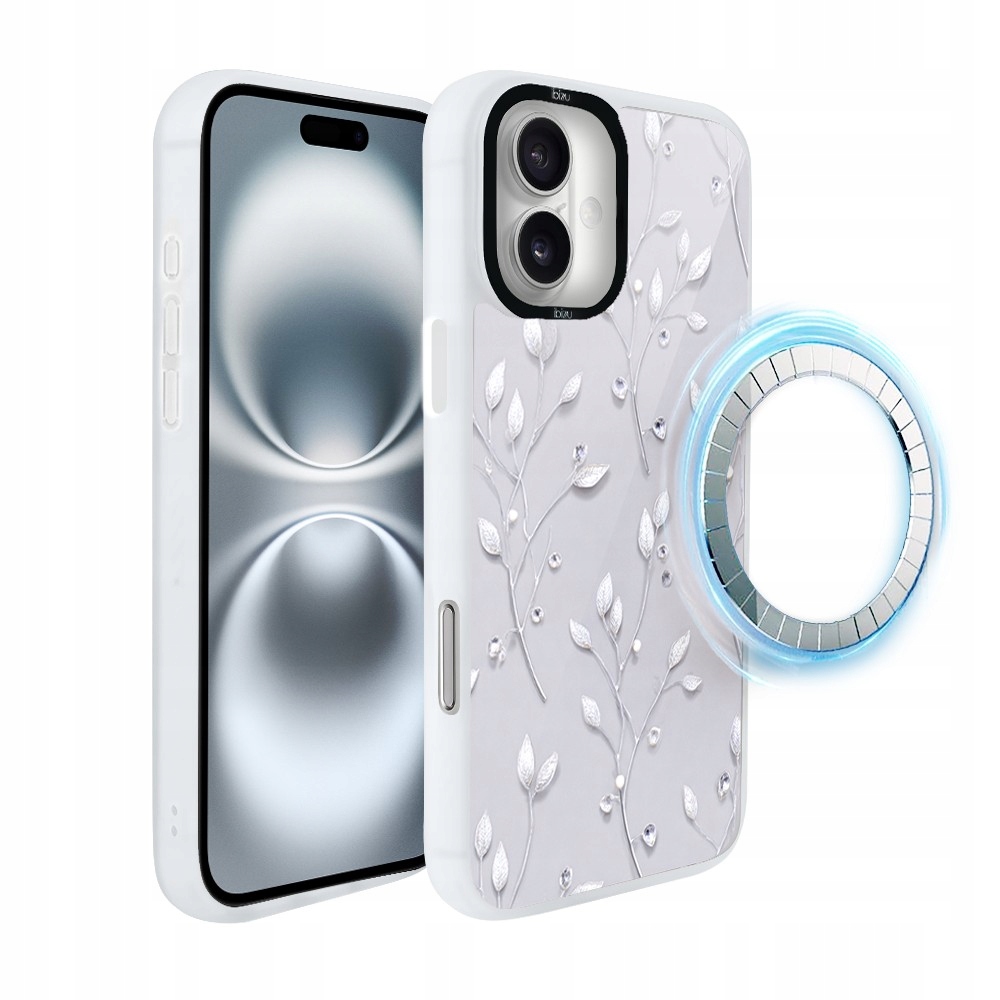 Pouzdro pro iPhone 16 Plus Ibizu DropGuard Matt s MagSafe, Ledové květy