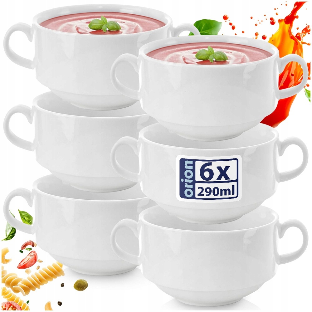 6 x miska Bulionówka miska na polévku guláš vločky s uchy 290 ml