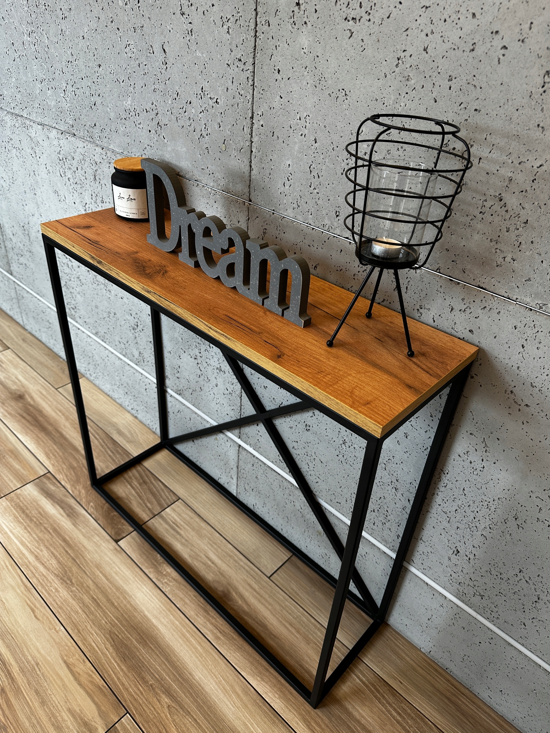 konsolka, toaletka INDUSTRIALNA LOFT 80X25x75 czarna Szerokość mebla 80 cm